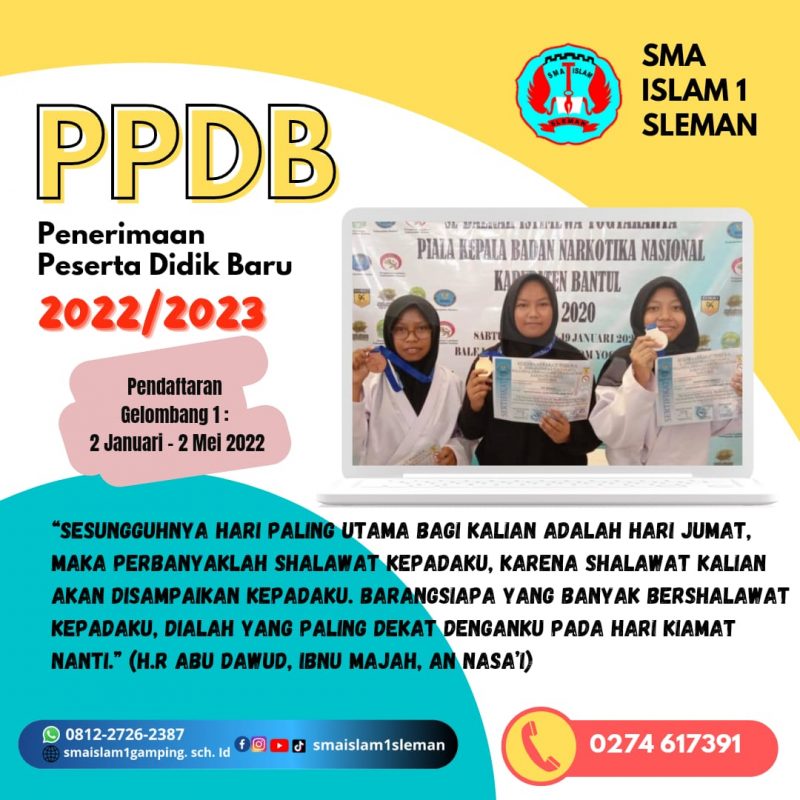 PPDB SMA ISLAM 1 SLEMAN TAHUN AJARAN 2022/2023